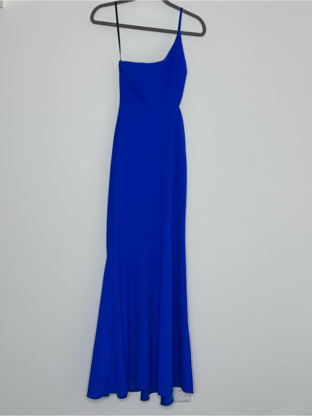 Betsy & Adam Blue One-Shoulder Evening Gown
